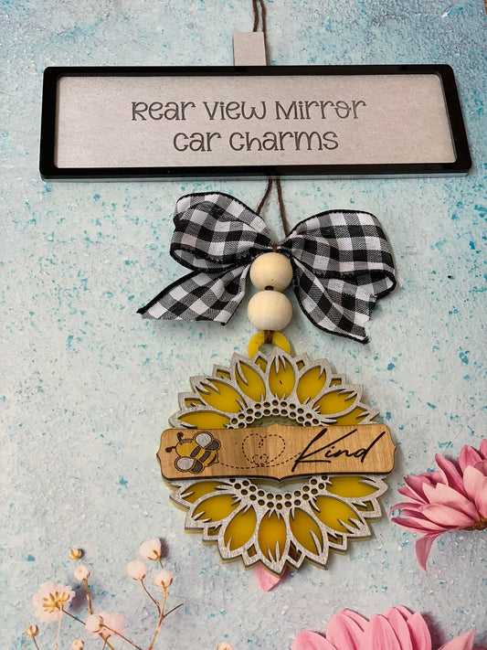 Rear View Mirror Car Charm Sunflower- sign party choice