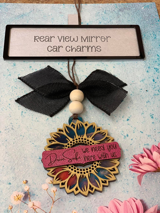 Rear View Mirror Car Charm Sunflower- sign party choice